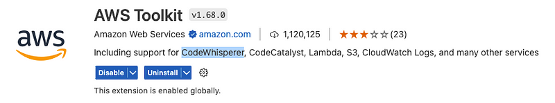A picture of the AWS Toolkit extension showing all the services it supports