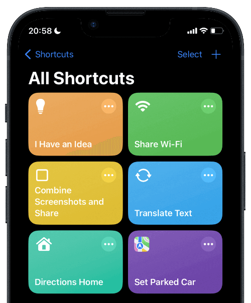 Sample shortcuts.