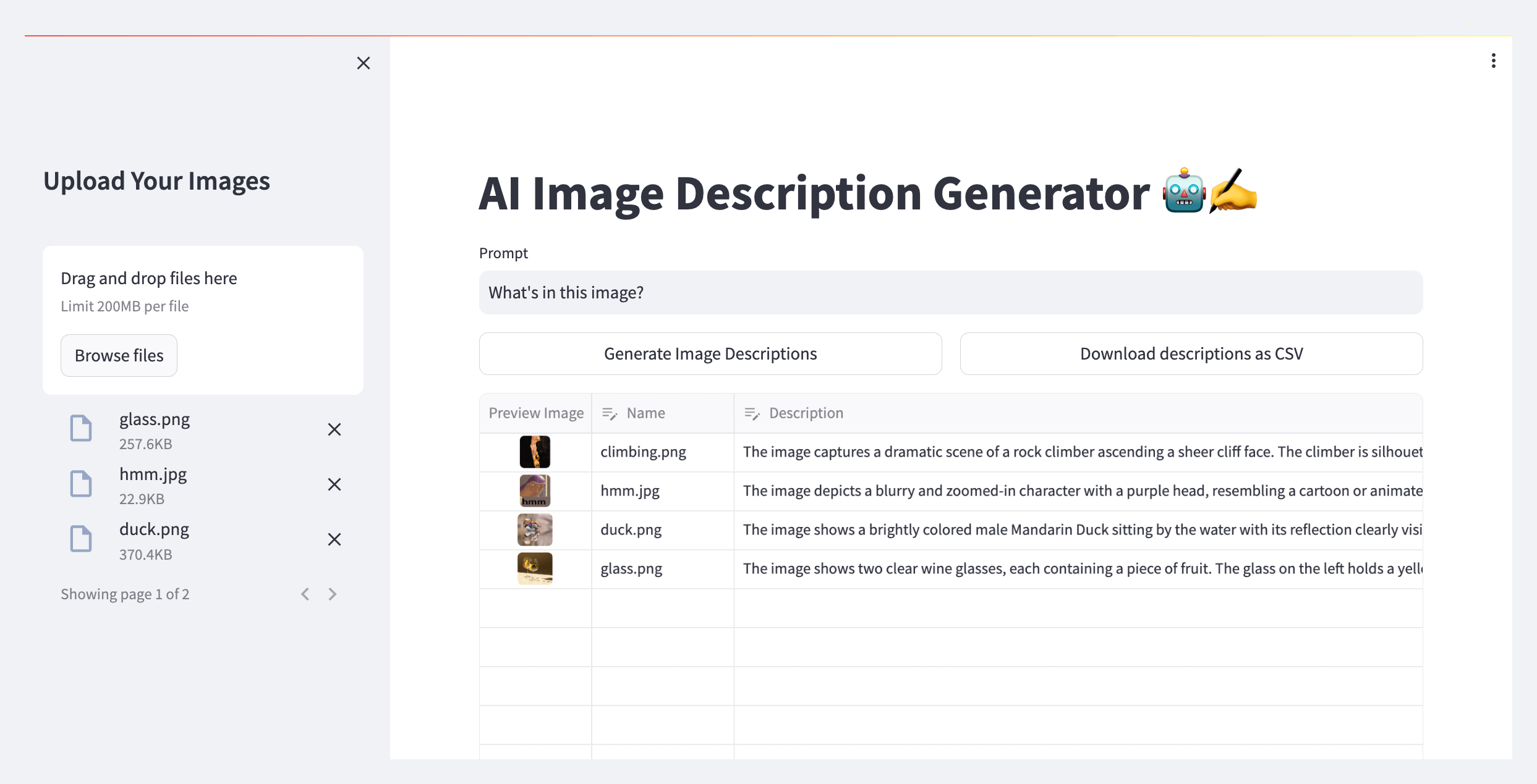 The final version Streamlit app to generate image descriptions using GPT-4 Vision.